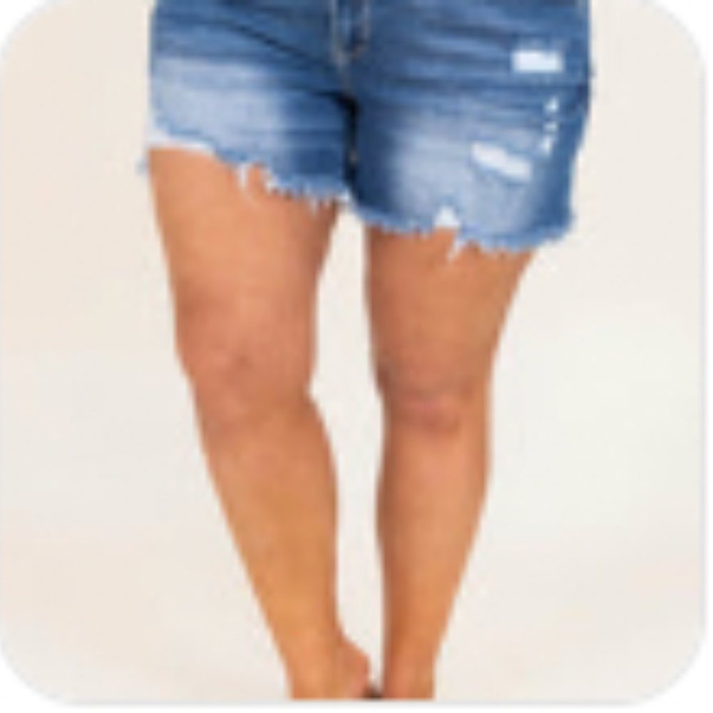 Chic Soul Jean Denim Shorts, Distressed Relaxed Fit Size 2X Medium Dark